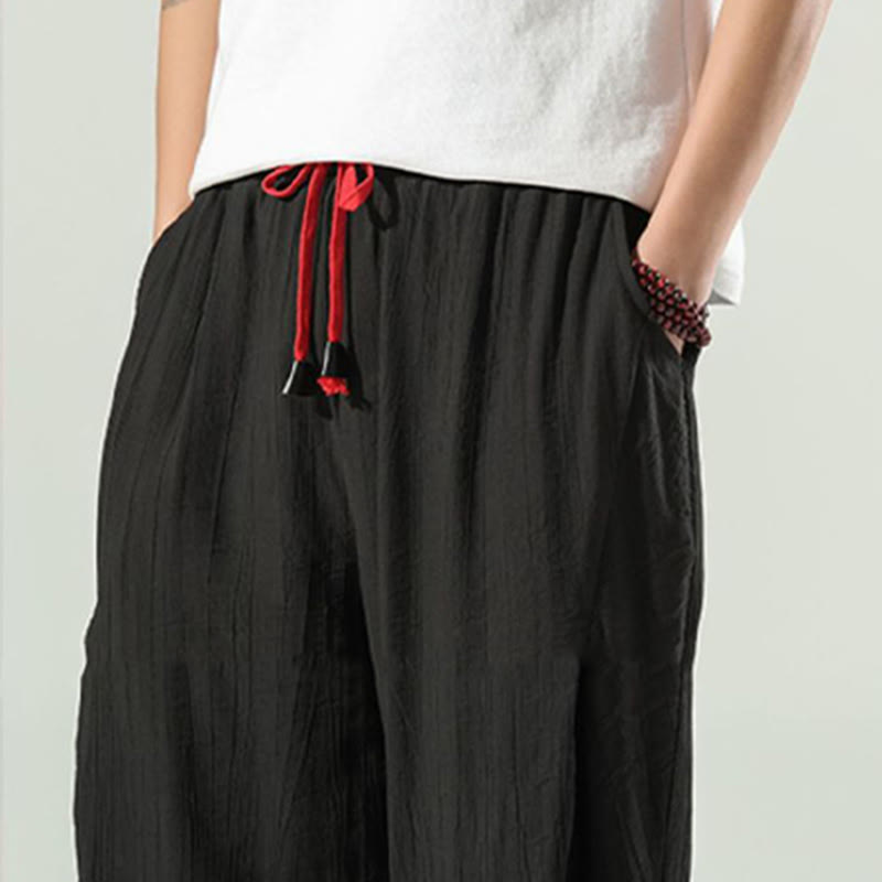 Pantalones harén de algodón Buddha Stones para hombre con cordón y bolsillos - image 24