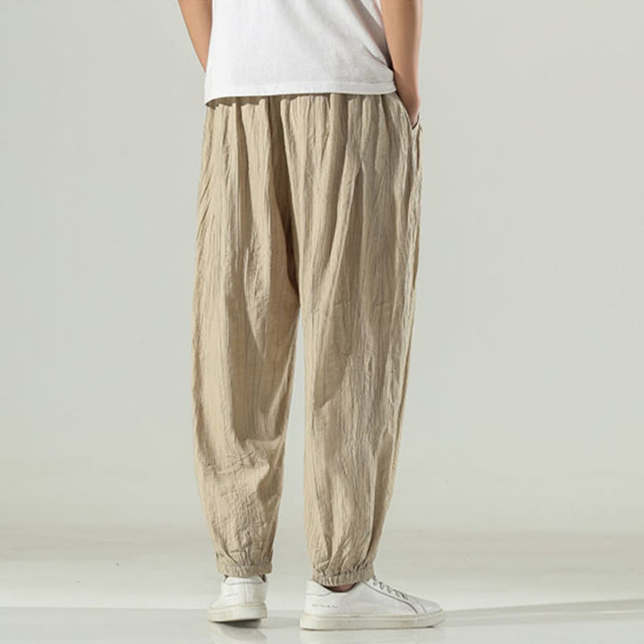 Pantalones harén de algodón Buddha Stones para hombre con cordón y bolsillos - image 2