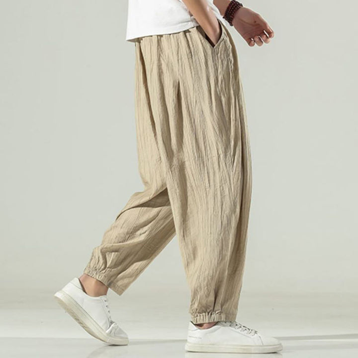 Pantalones harén de algodón Buddha Stones para hombre con cordón y bolsillos - image 4