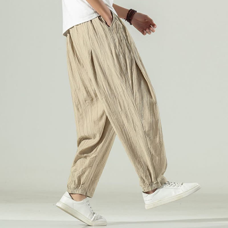 Pantalones harén de algodón Buddha Stones para hombre con cordón y bolsillos - image 7