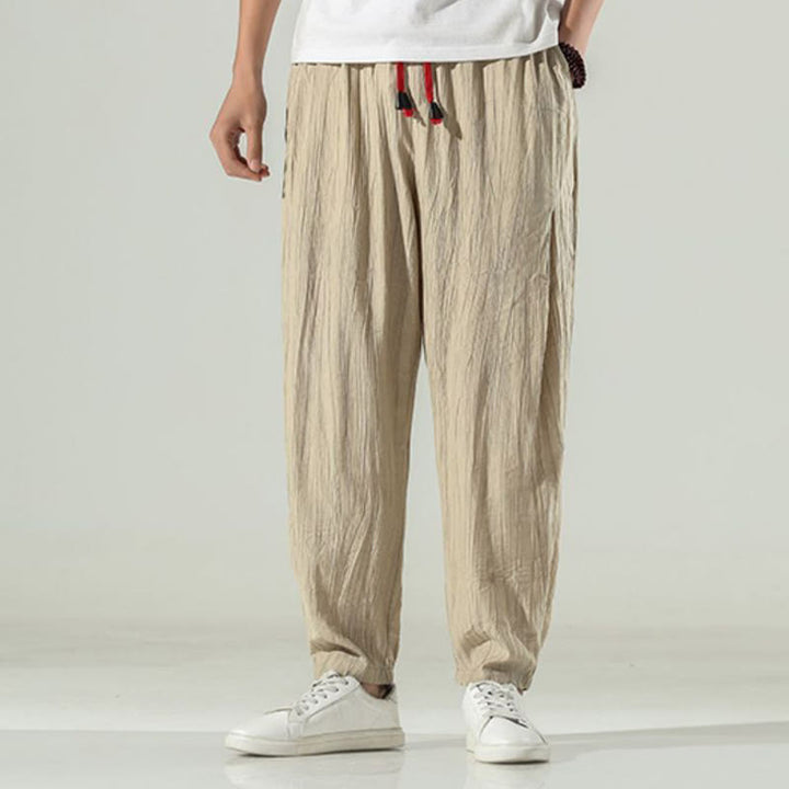 Pantalones harén de algodón Buddha Stones para hombre con cordón y bolsillos - image 5