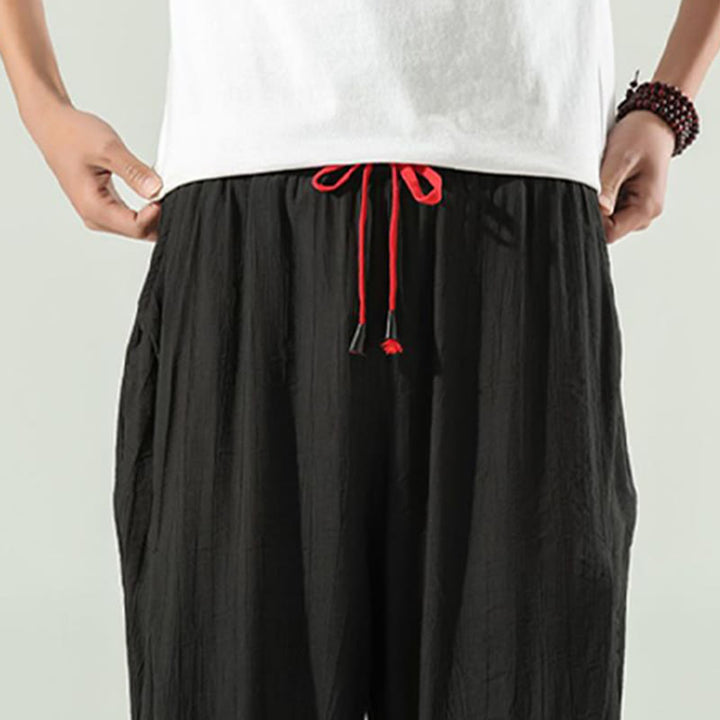 Pantalones harén de algodón Buddha Stones para hombre con cordón y bolsillos - image 22