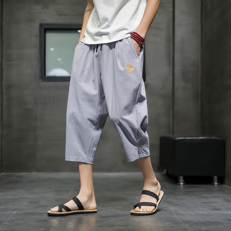 Pantalones cortos de lino con cordón y bolsillos de Buddha Stones para hombre, de verano - Gris oscuro - US/UK/AU44, UE54 (5XL) - image 18