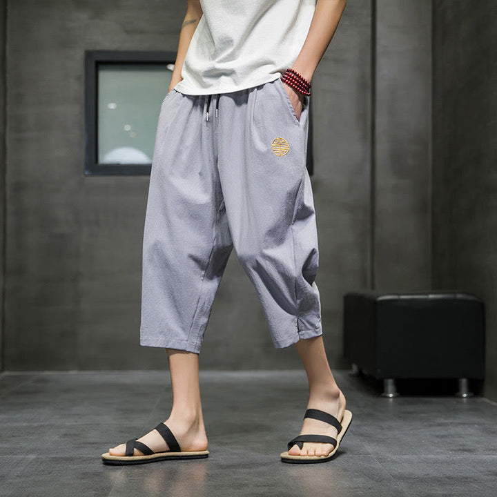 Pantalones cortos de lino con cordón y bolsillos de Buddha Stones para hombre, de verano - Gris oscuro - US/UK/AU44, UE54 (5XL) - image 18