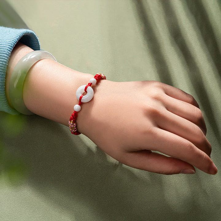 Pulsera de Cuerda Roja con Jade de la Suerte Abundancia de Buddha Stones