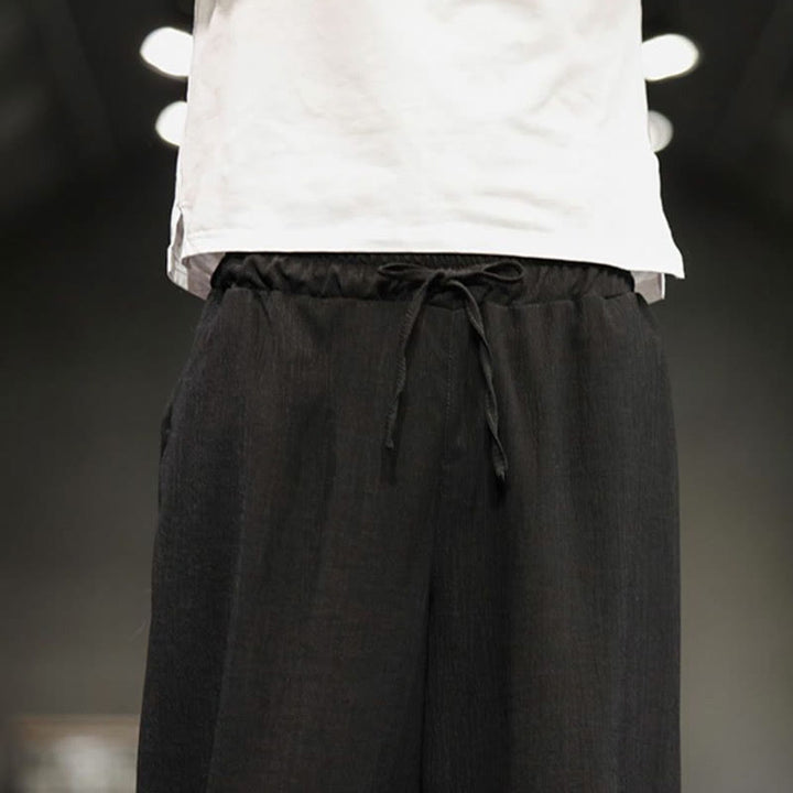 Buddha Stones Pantalones cortos de verano de algodón y lino sólidos para hombres con bolsillos - image 33