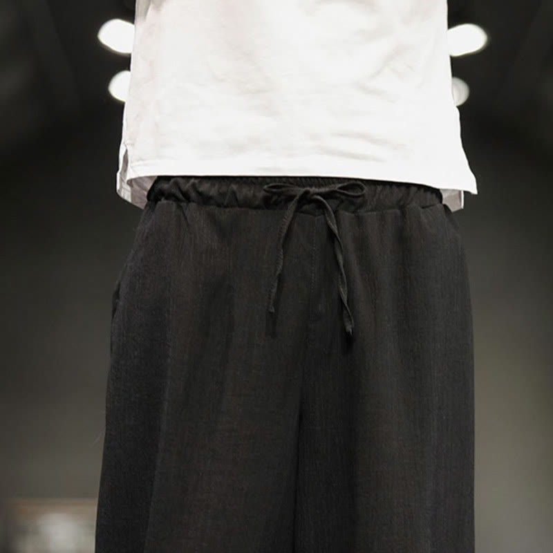 Buddha Stones Pantalones cortos de verano de algodón y lino sólidos para hombres con bolsillos - image 34