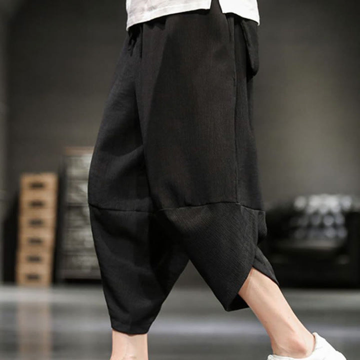 Buddha Stones Pantalones cortos de verano de algodón y lino sólidos para hombres con bolsillos - Negro - US/UK/AU46, EU56 (5XL)  - image 24