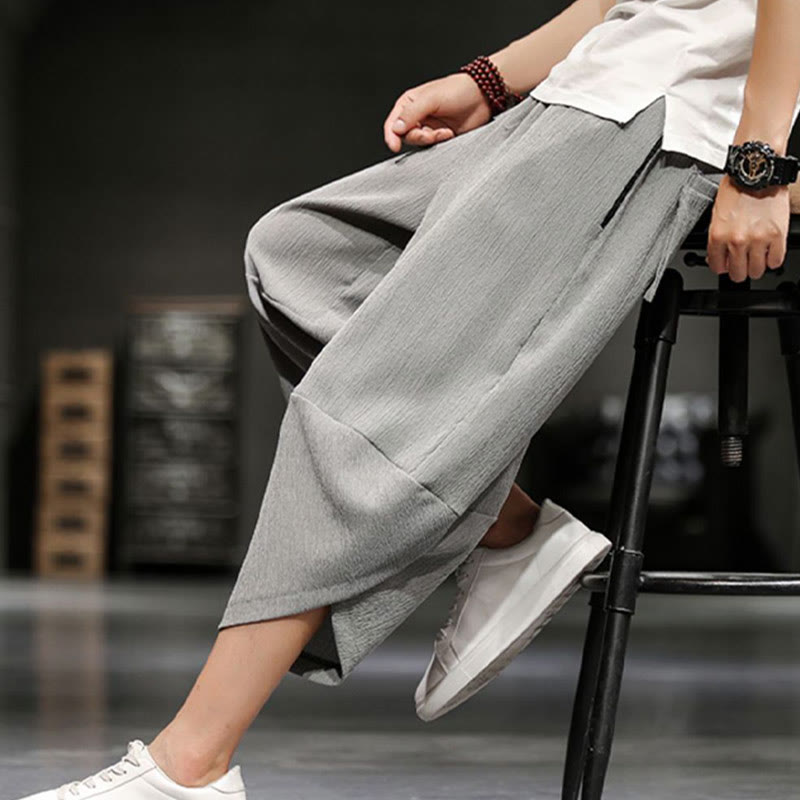 Buddha Stones Pantalones cortos de verano de algodón y lino sólidos para hombres con bolsillos - image 5