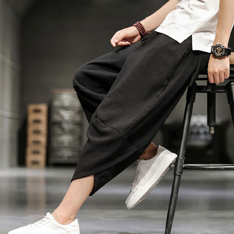 Buddha Stones Pantalones cortos de verano de algodón y lino sólidos para hombres con bolsillos - image 28