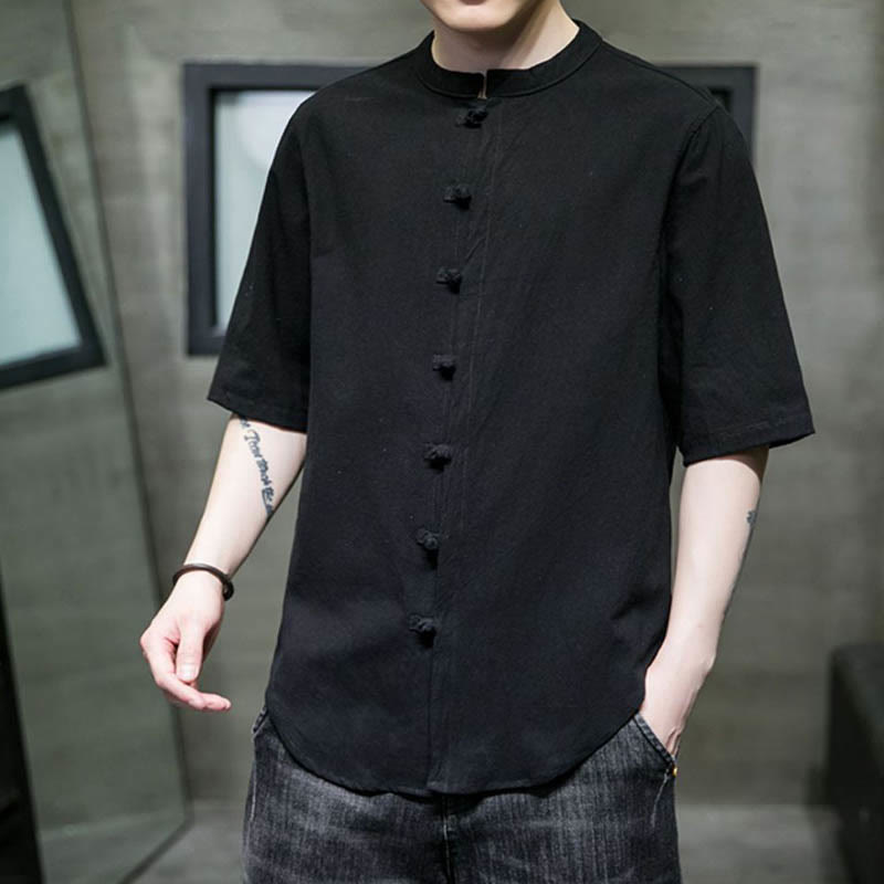 Camiseta de algodón de media manga para hombre en color liso de Buddha Stones - image 18