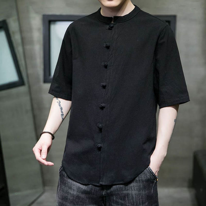 Camiseta de algodón de media manga para hombre en color liso de Buddha Stones - image 18