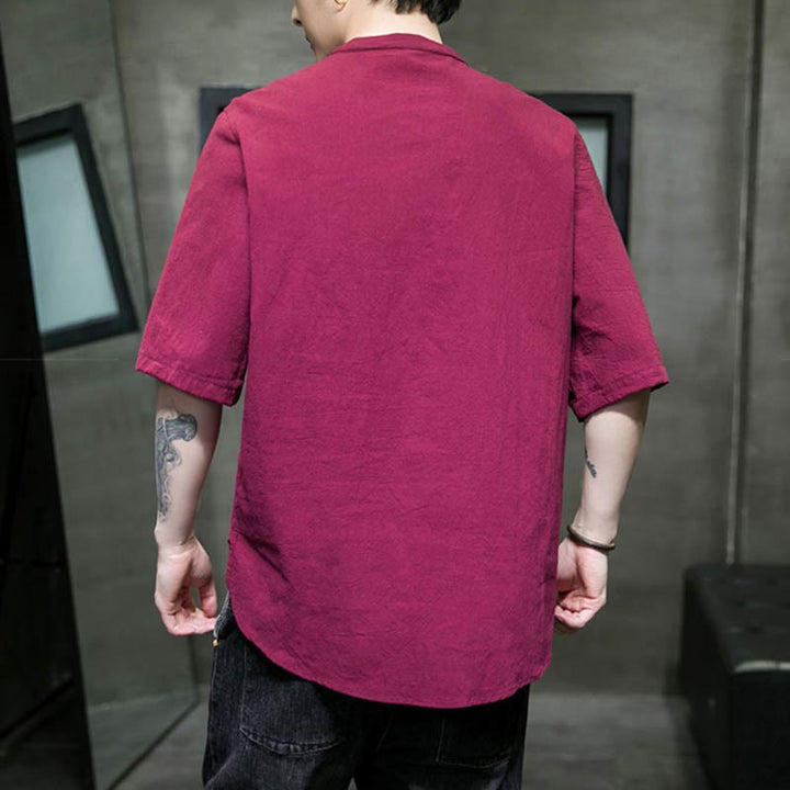Camiseta de algodón de media manga para hombre en color liso de Buddha Stones - image 13