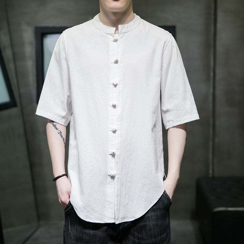 Camiseta de algodón de media manga para hombre en color liso de Buddha Stones - Blanco - US/UK/AU46, EU56 (5XL)  - image 1