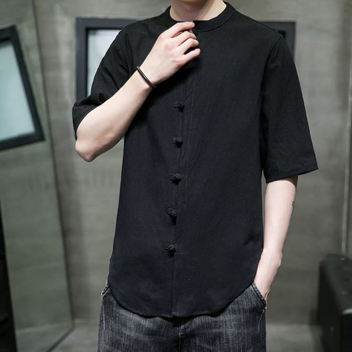Camiseta de algodón de media manga para hombre en color liso de Buddha Stones - image 21