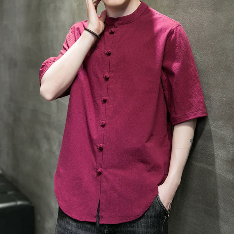 Camiseta de algodón de media manga para hombre en color liso de Buddha Stones - image 13