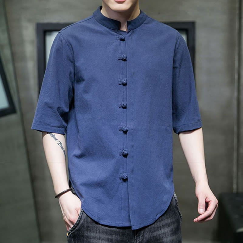 Camiseta de algodón de media manga para hombre en color liso de Buddha Stones - image 27