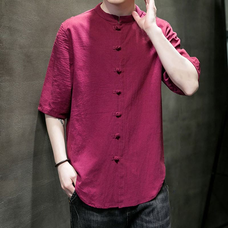 Camiseta de algodón de media manga para hombre en color liso de Buddha Stones - image 16