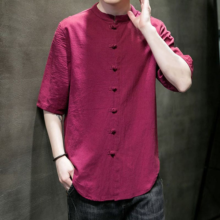 Camiseta de algodón de media manga para hombre en color liso de Buddha Stones - image 16