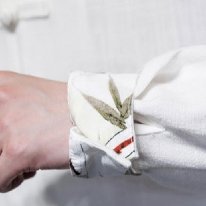 Camisa de manga larga con hojas de bambú y botones chinos estilo Tang de Buddha Stones, chaqueta de hombre de algodón y lino - image 5