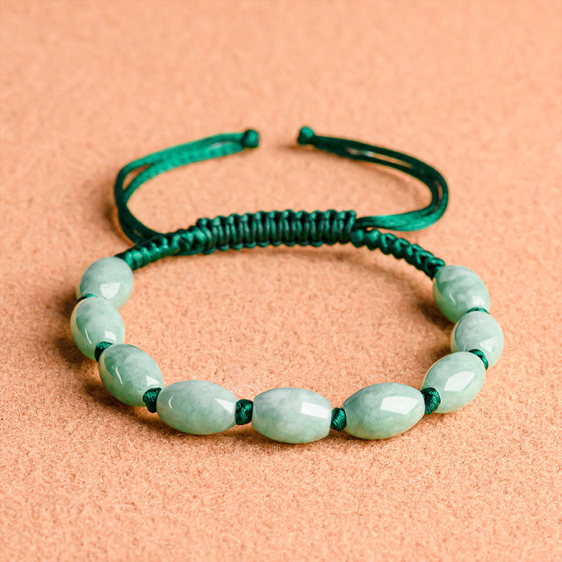 Buddha Stones Pulsera de Cuerda Roja con Jade de la Suerte