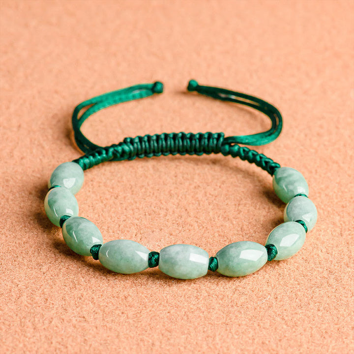 Buddha Stones Pulsera de Cuerda Roja con Jade de la Suerte