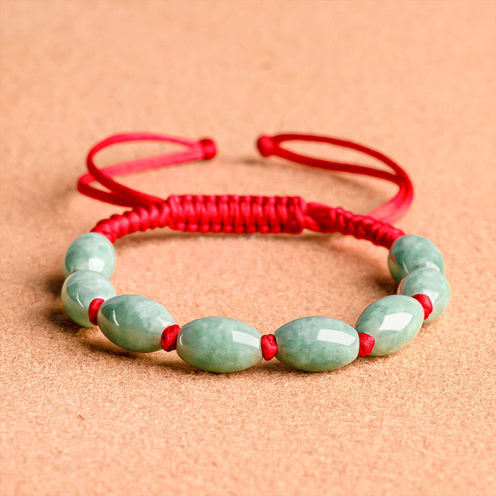 Buddha Stones Pulsera de Cuerda Roja con Jade de la Suerte