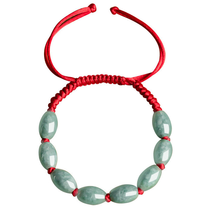 Buddha Stones Pulsera de Cuerda Roja con Jade de la Suerte