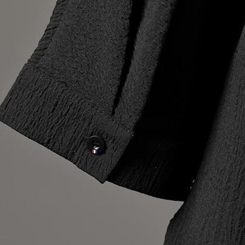 Conjunto de ropa para hombre de Buddha Stones: camisa de color sólido con cuello en V y manga tres cuartos, y pantalones casuales - image 14