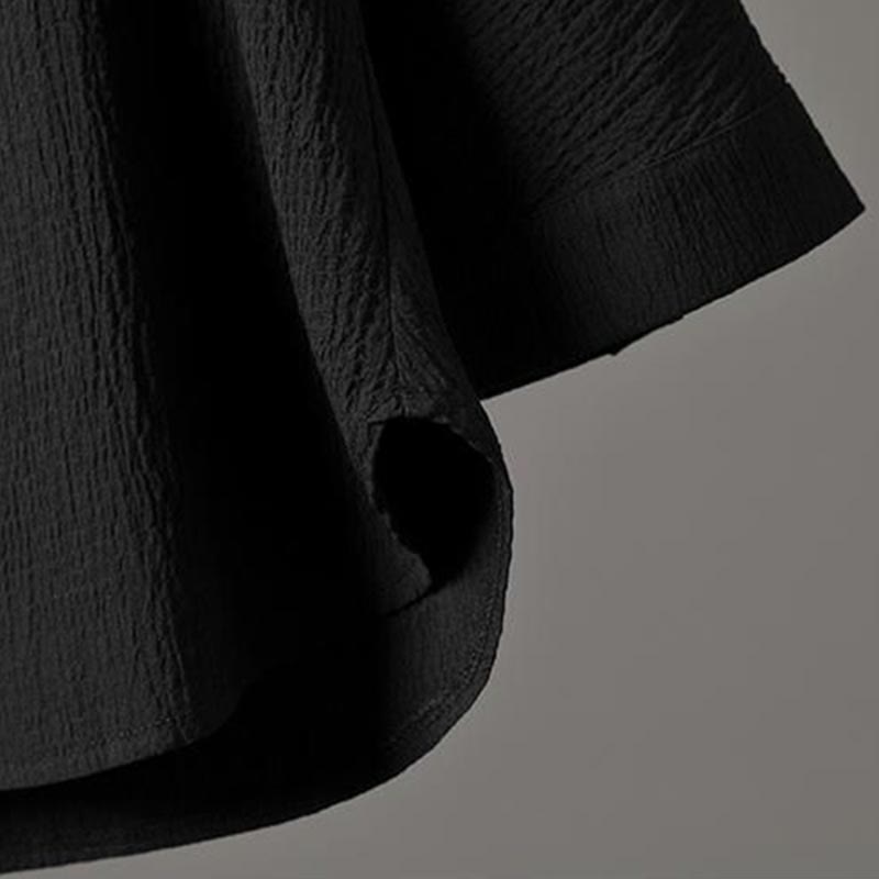 Conjunto de ropa para hombre de Buddha Stones: camisa de color sólido con cuello en V y manga tres cuartos, y pantalones casuales - image 15