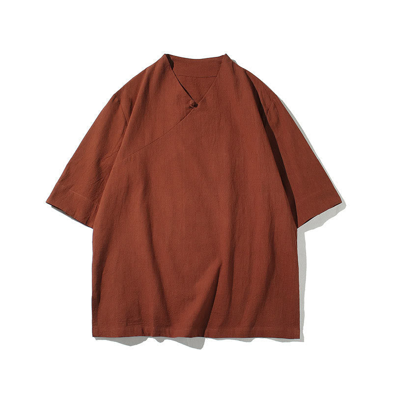 Camiseta de algodón con cuello en V y manga corta para hombre de Buddha Stones - image 4