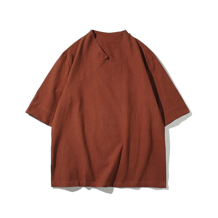 Camiseta de algodón con cuello en V y manga corta para hombre de Buddha Stones - image 4