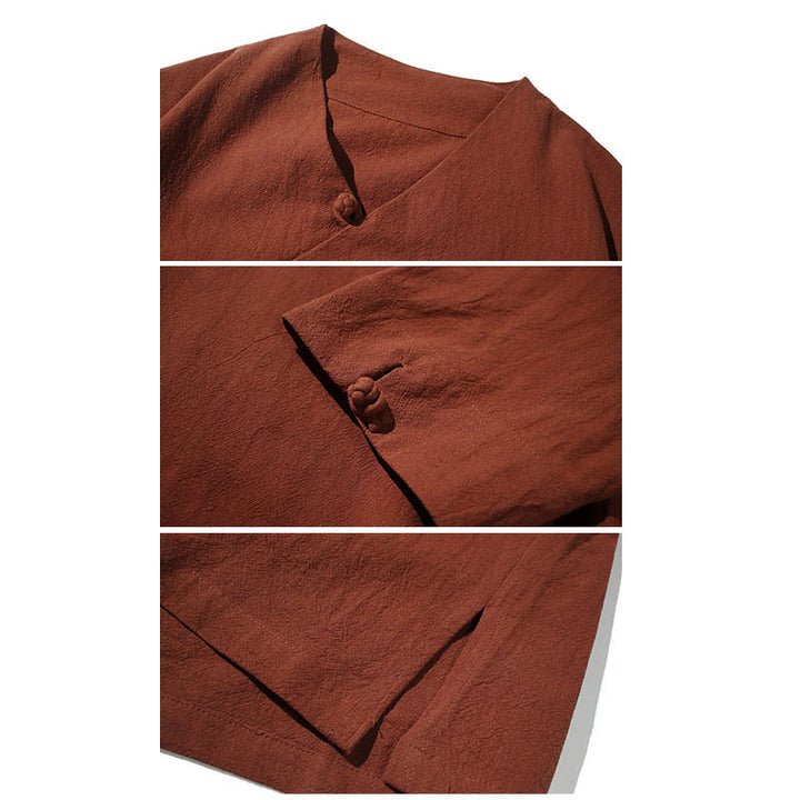 Camiseta de algodón con cuello en V y manga corta para hombre de Buddha Stones - image 6