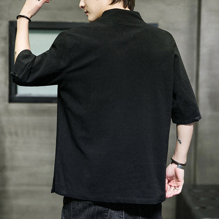 Camiseta de algodón con cuello en V y manga corta para hombre de Buddha Stones - image 13