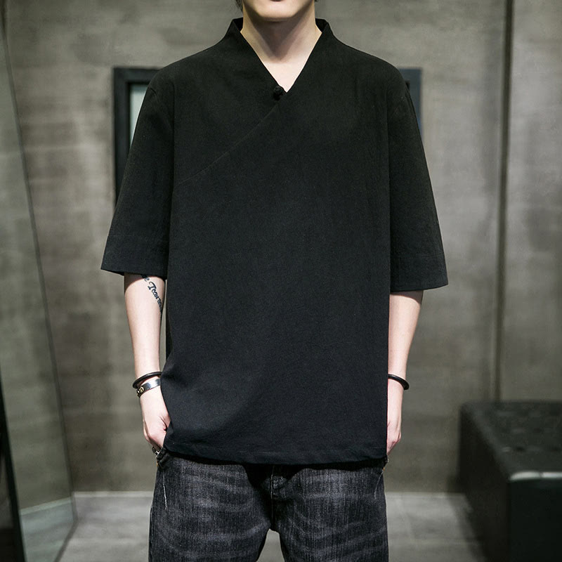 Camiseta de algodón con cuello en V y manga corta para hombre de Buddha Stones - image 14