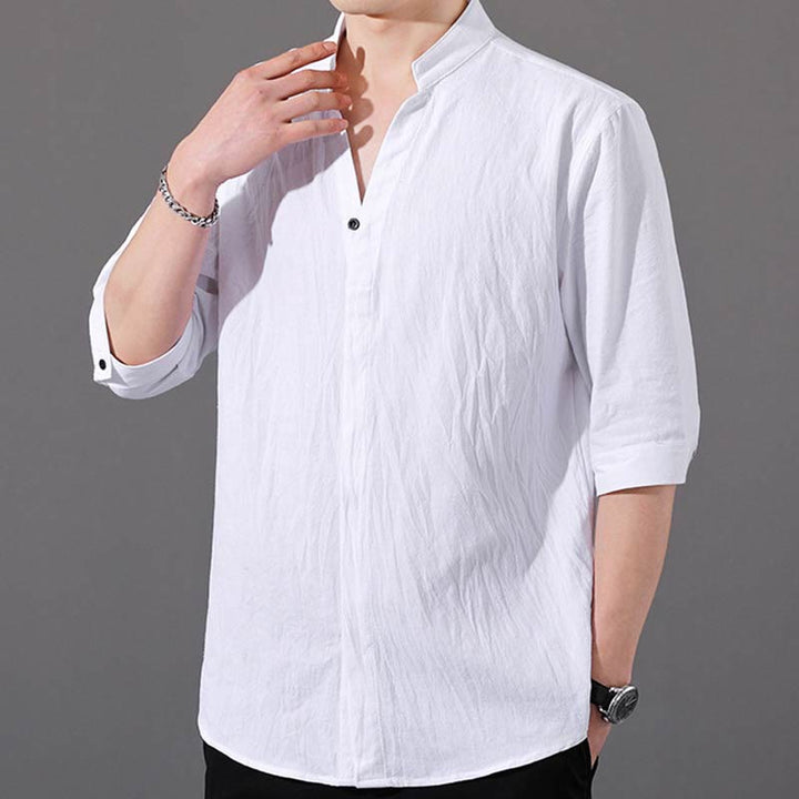 Camisa de hombre de verano de algodón de manga corta con botones Buddha Stones - image 7