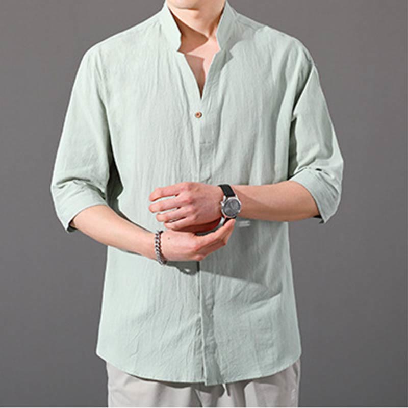 Camisa de hombre de verano de algodón de manga corta con botones Buddha Stones - image 12