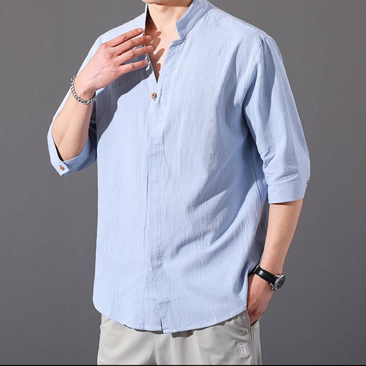 Camisa de hombre de verano de algodón de manga corta con botones Buddha Stones - image 3