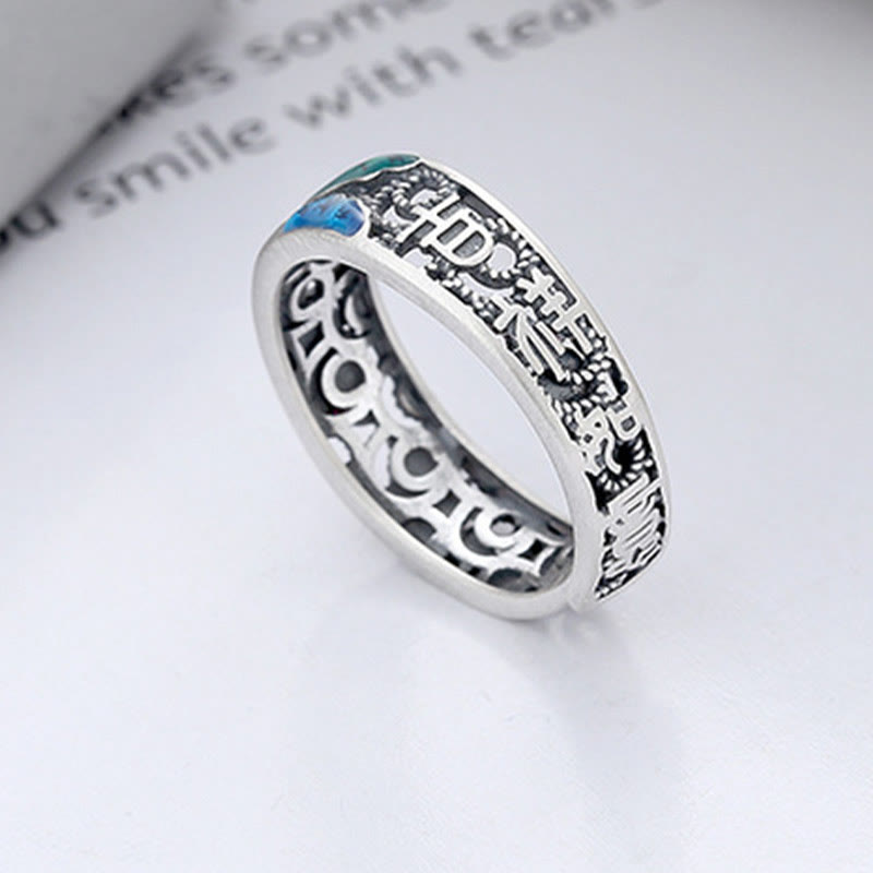 Anillo de pez koi de loto de la suerte de plata esterlina 925 de Buddha Stones, todo va bien