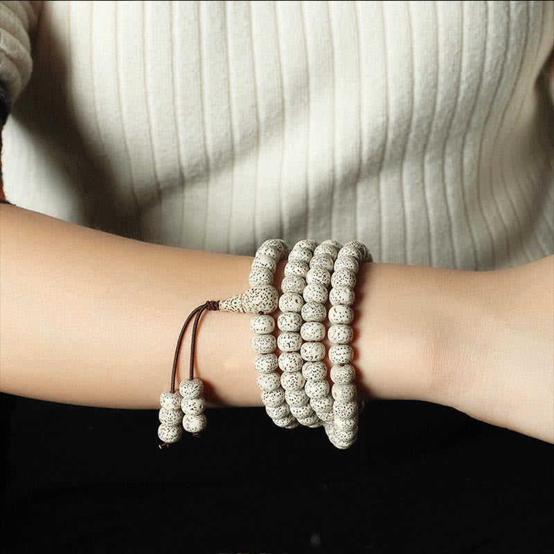 Pulsera de Buddha Stones de Semilla Bodhi Tibetana de Ámbar y Ágata para la Riqueza