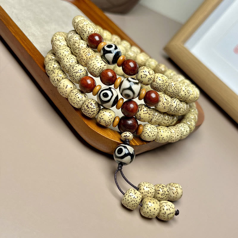 Buddha Stones 108 Mala Beads Semilla de Bodhi Dzi Bead Pulsera Para Ahuyentar a los Espíritus Malignos