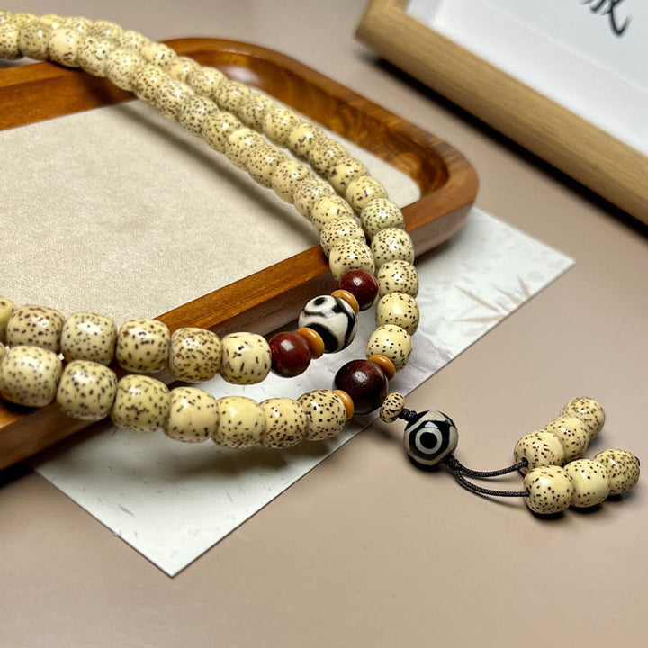 Buddha Stones 108 Mala Beads Semilla de Bodhi Dzi Bead Pulsera Para Ahuyentar a los Espíritus Malignos