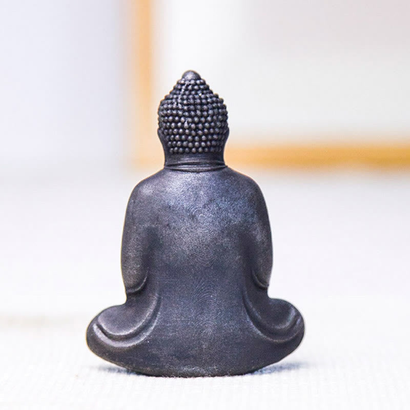 Buddha Stones Estatua de Buda Tibetano Meditando de polvo de hierro y resina fundida con óxido para decoración de serenidad