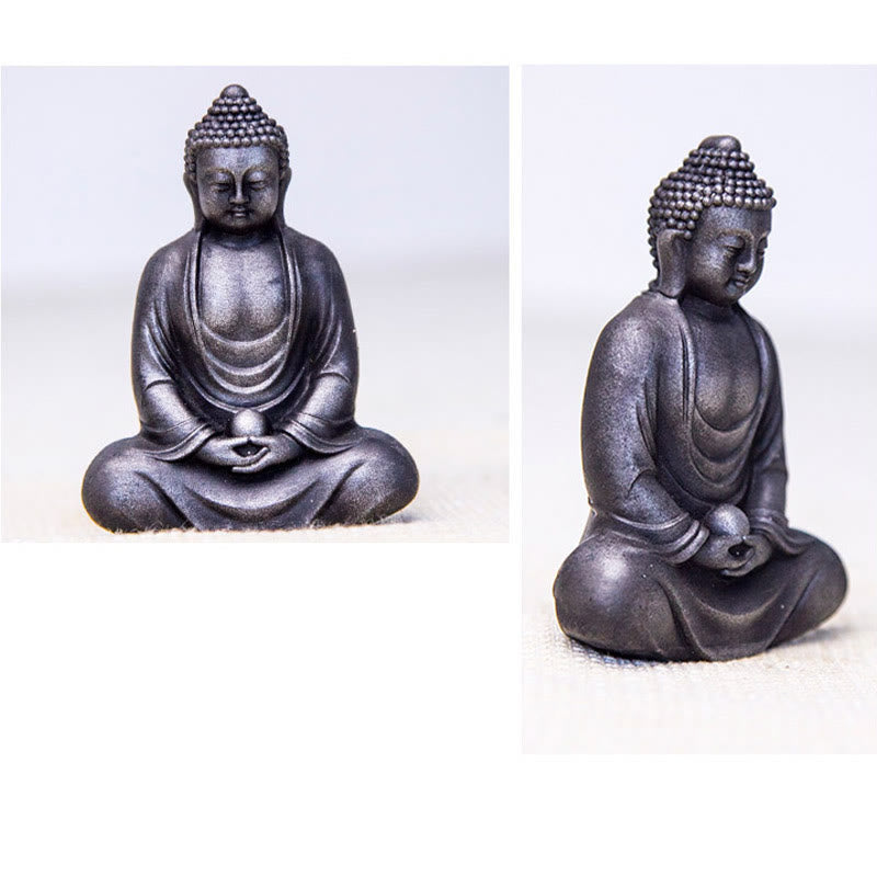 Buddha Stones Estatua de Buda Tibetano Meditando de polvo de hierro y resina fundida con óxido para decoración de serenidad