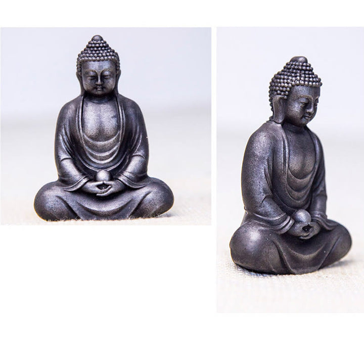 Buddha Stones Estatua de Buda Tibetano Meditando de polvo de hierro y resina fundida con óxido para decoración de serenidad