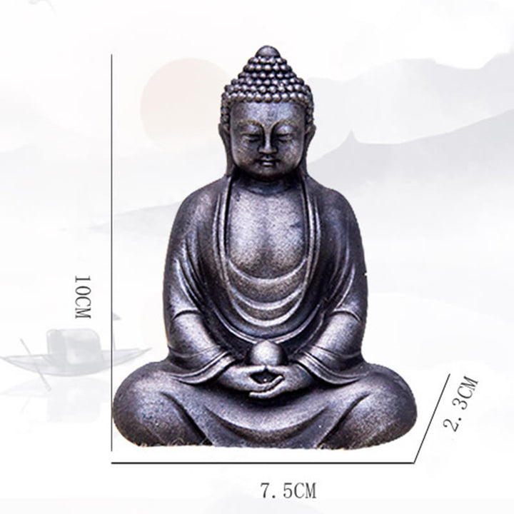 Buddha Stones Estatua de Buda Tibetano Meditando de polvo de hierro y resina fundida con óxido para decoración de serenidad
