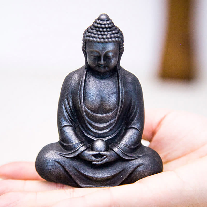 Buddha Stones Estatua de Buda Tibetano Meditando de polvo de hierro y resina fundida con óxido para decoración de serenidad