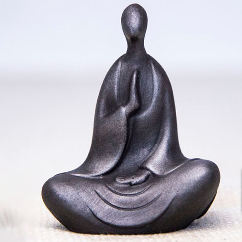 Buddha Stones Estatua de Buda Tibetano de Resina Fundida con Polvo de Hierro Oxidado para Decoración de Escritorio