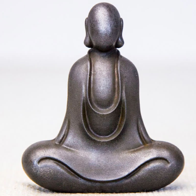 Buddha Stones Estatua de Buda Tibetano de Resina Fundida con Polvo de Hierro Oxidado para Decoración de Escritorio