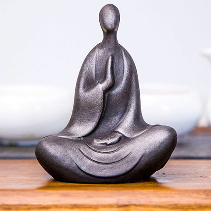 Buddha Stones Estatua de Buda Tibetano de Resina Fundida con Polvo de Hierro Oxidado para Decoración de Escritorio